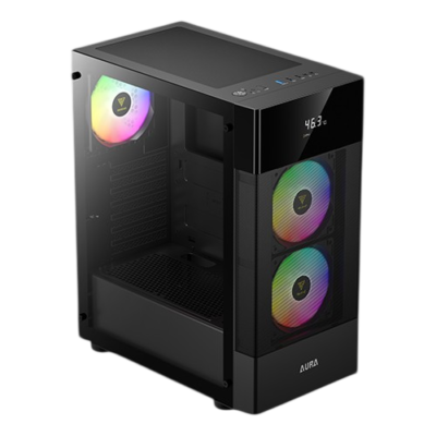 Gamdias Aura GC5 Elite With Digital Display ARGB Mid-Tower Case Black