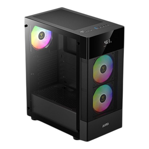 Gamdias Aura GC5 Elite With Digital Display ARGB Mid-Tower Case Black