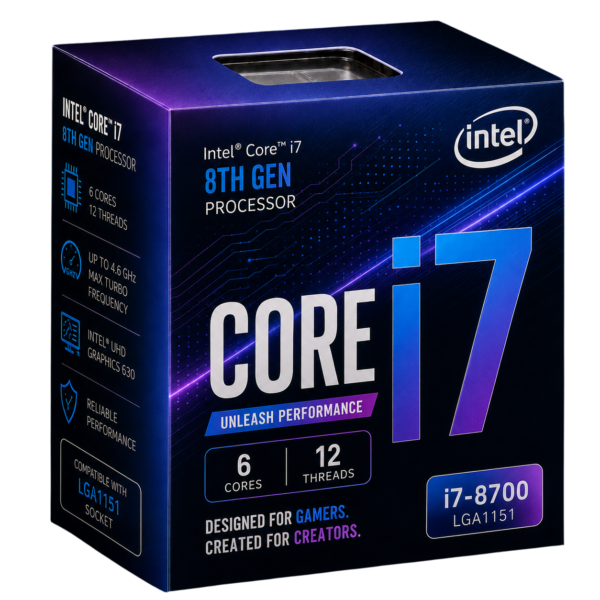 Intel Core i7 8th Gen Processor (6 cores, 12 threads